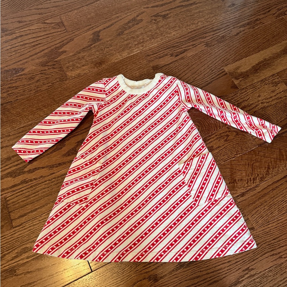 Hanna Andersson Red and White Heart Patterned Dress with pockets